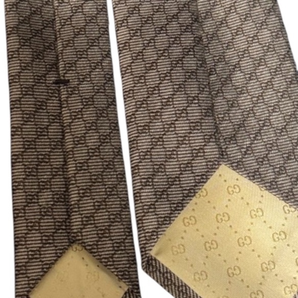 Gucci Brown Textured Silk Tie - Picture 7 of 7